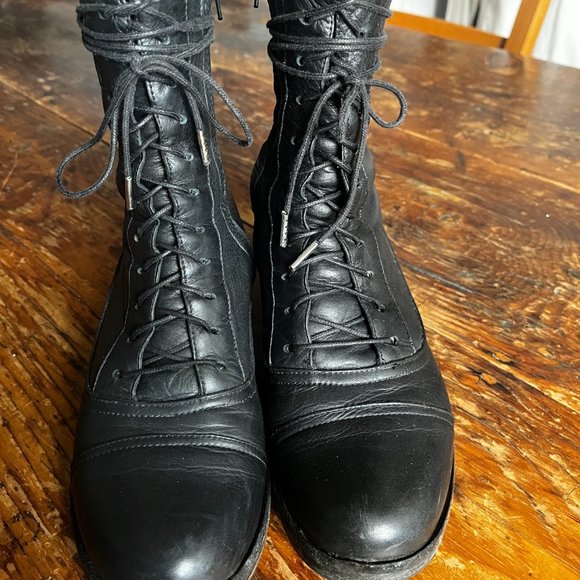 Calleen Cordero -Black Leather Boots Back Chrome stud detail boots - Picture 2 of 7